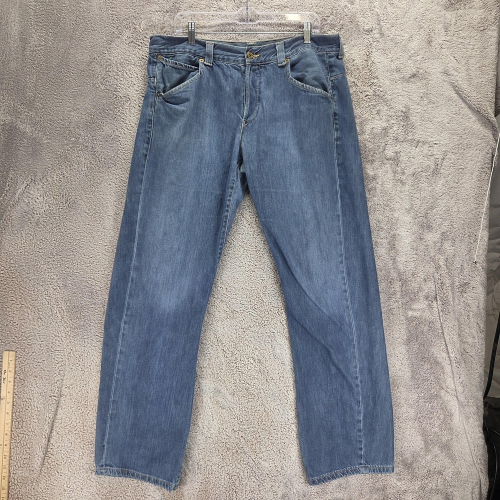 VTG Levis Engineered Jeans Mens Blue Flap Pocket Twisted Button Fly Fits 34x32